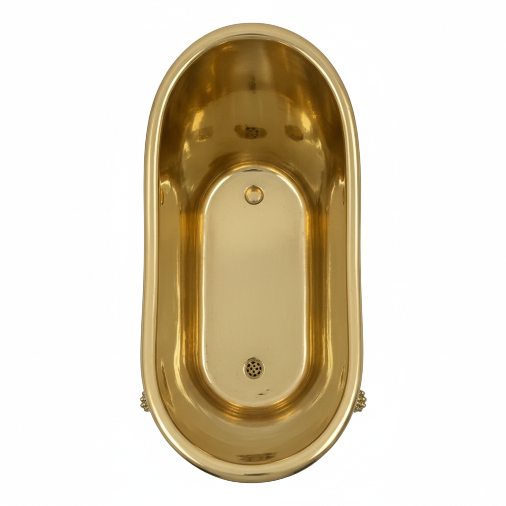 Gold bathtub on a white background