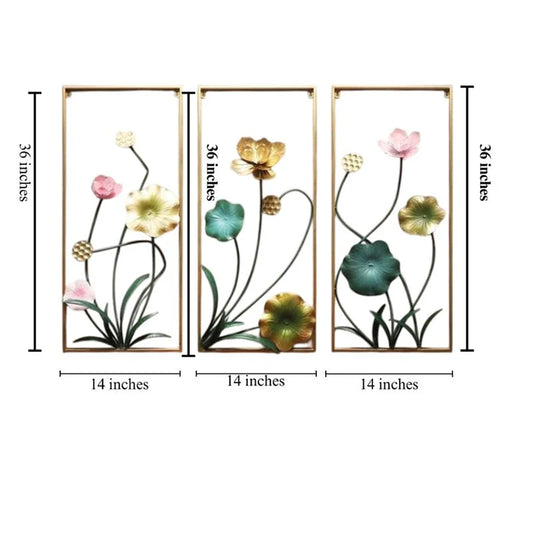 Wild Flora Oversized Metal Flower Wall Art Set of Three