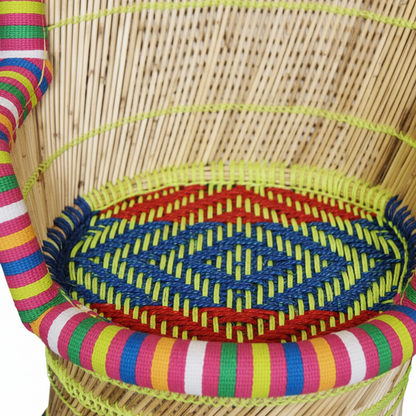 Handcrafted Bamboo Mudda Armrest Chair Multi Colour