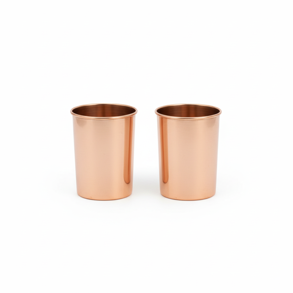 Copper Glass Set of 2 300ml Ayurvedic Drinking Tumblers