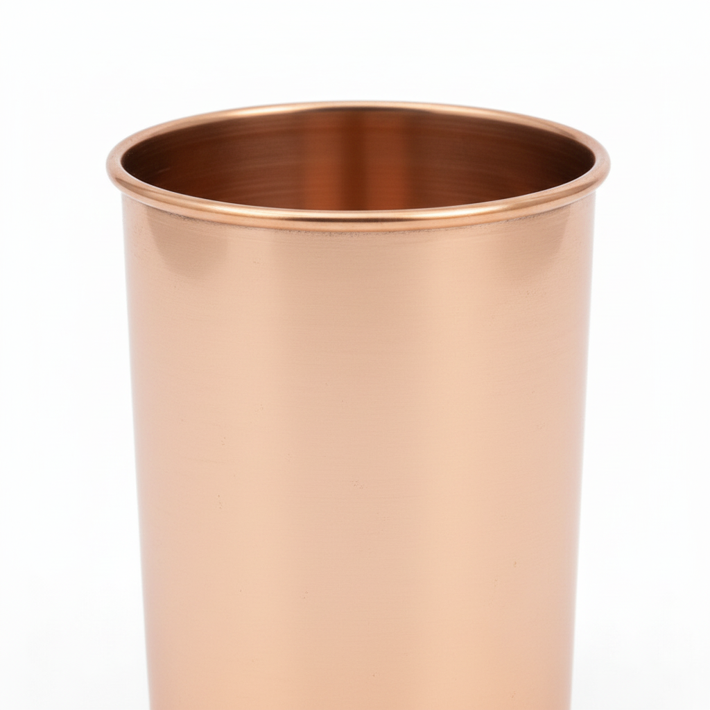 Two copper cups on a white background