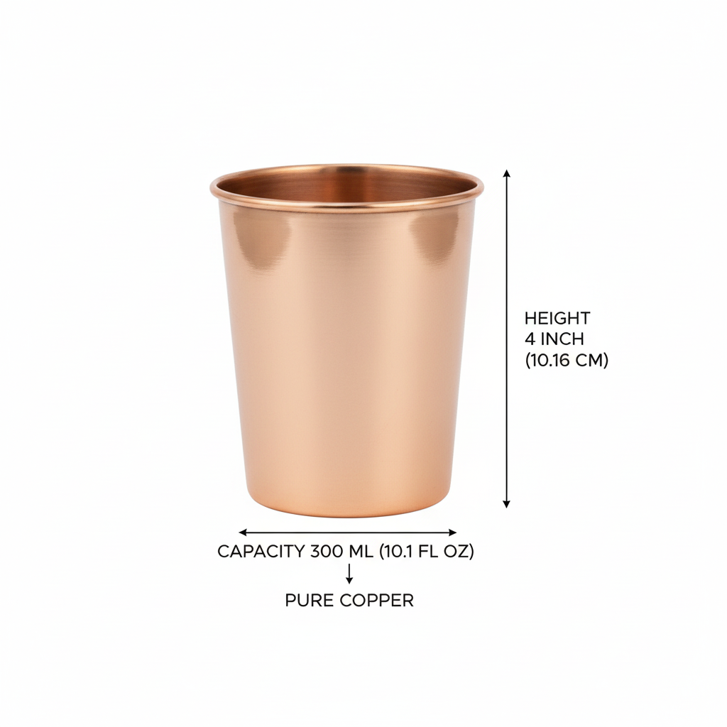 Copper Glass Set of 2 300ml Ayurvedic Drinking Tumblers