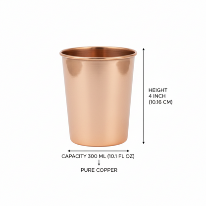 Copper Glass Set of 2 300ml Ayurvedic Drinking Tumblers