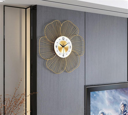 White Gold Handmade Metal Wall Clock – Luxury Wire Design Decor - Brass Decors