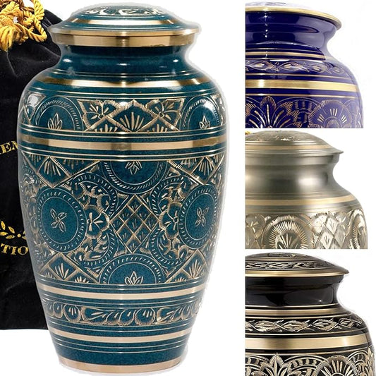 Teal Majestic Radiance Cremation Urn – Keepsake for Adult Male Ashes