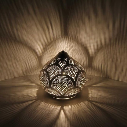 Oriental Silver Moroccan Table Lamp Brass Drop Shape Lighting