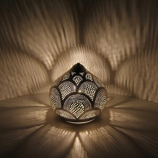 Oriental Silver Moroccan Table Lamp Brass Drop Shape Lighting