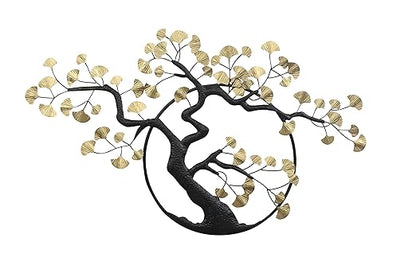 Golden Tree Metal Wall Art for Living Room and Hotel Decor - Brass Decors