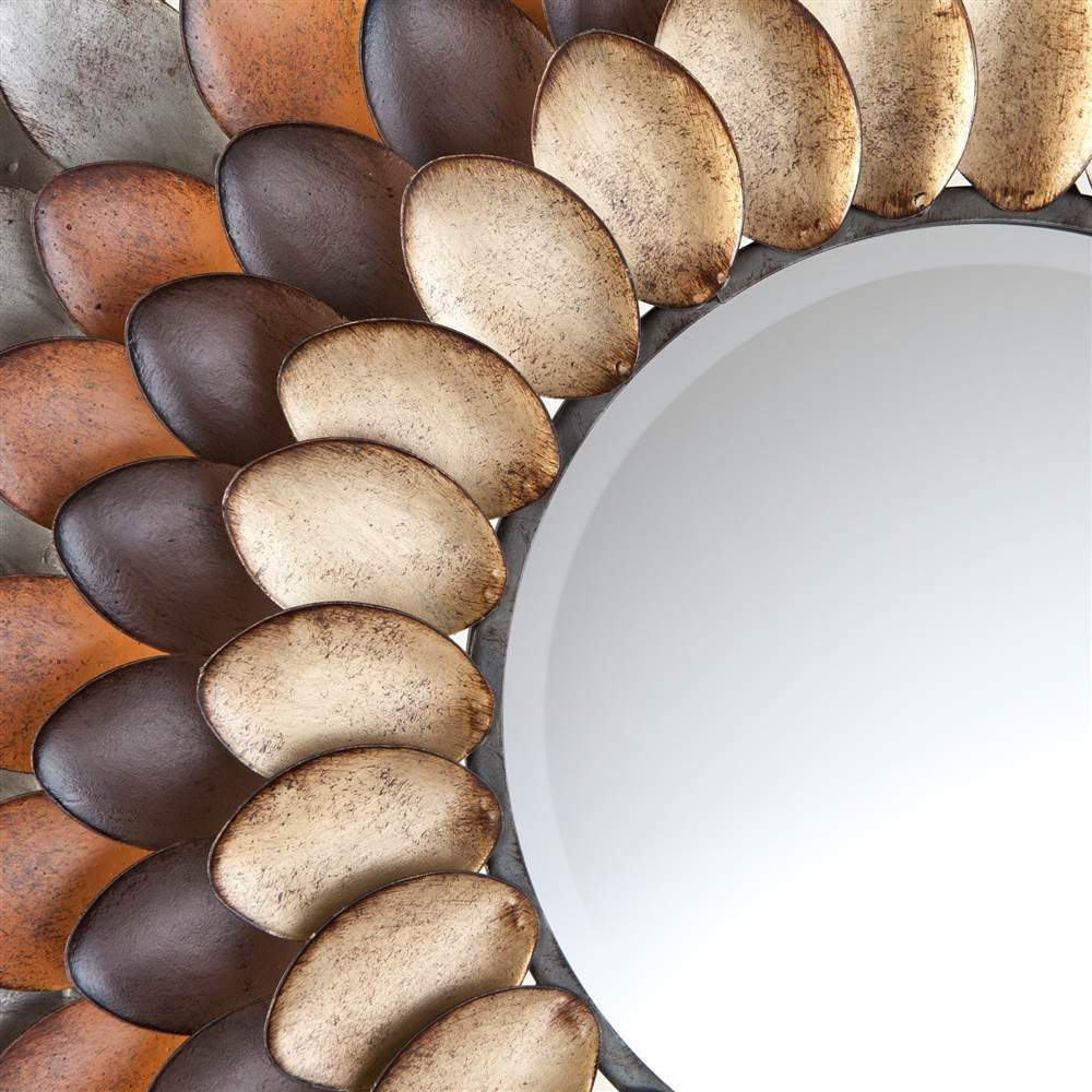 Decorative mirror with pebble-like stone border