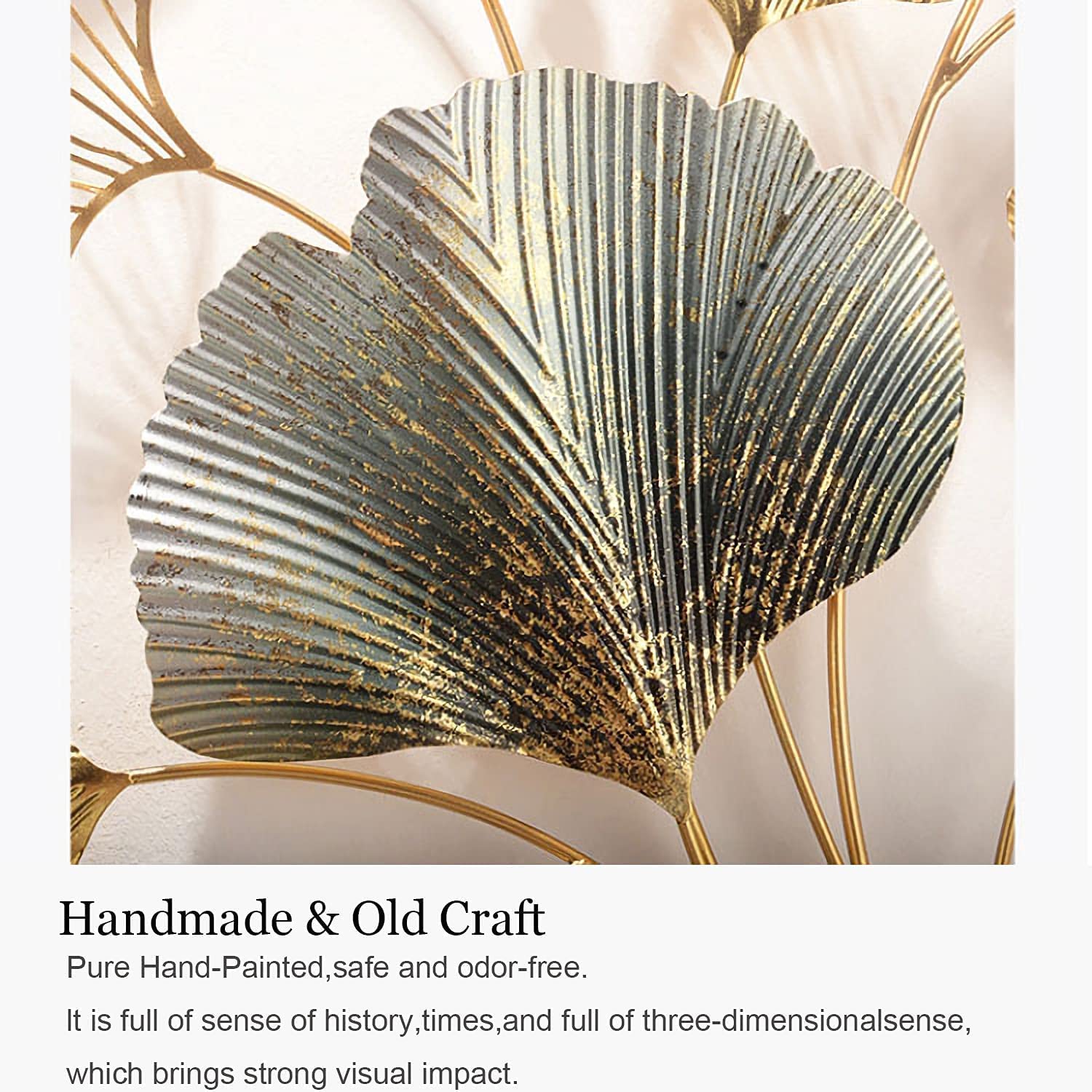 Decorative wall art with leaf design on a light background