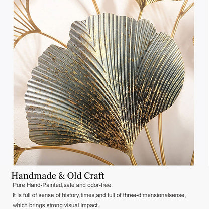 Decorative wall art with leaf design on a light background