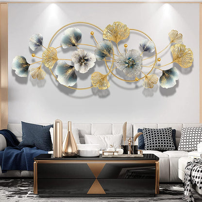 Decorative wall art with floral design in a living room setting