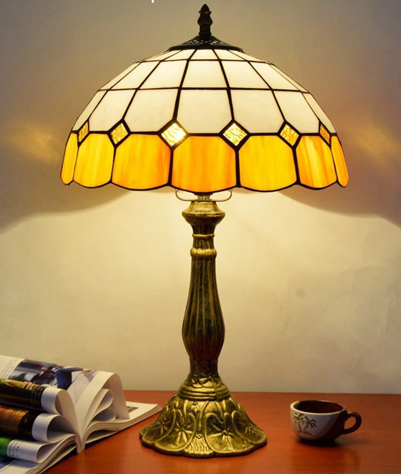 Metal Stained Glass Shade Table Lamp – Luxurious Designer Lighting