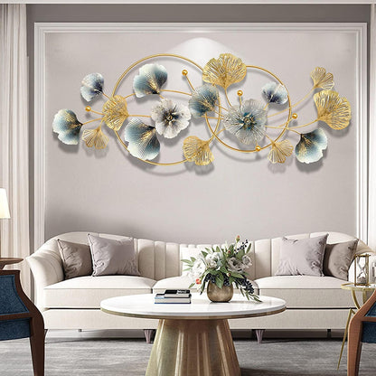 Decorative wall art with floral design in a living room setting