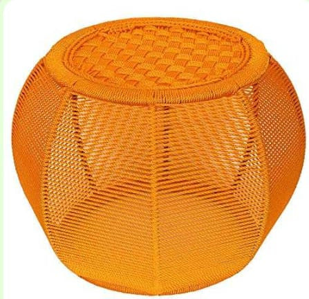 Handmade Mudda Stool – Orange Rope & Iron Frame