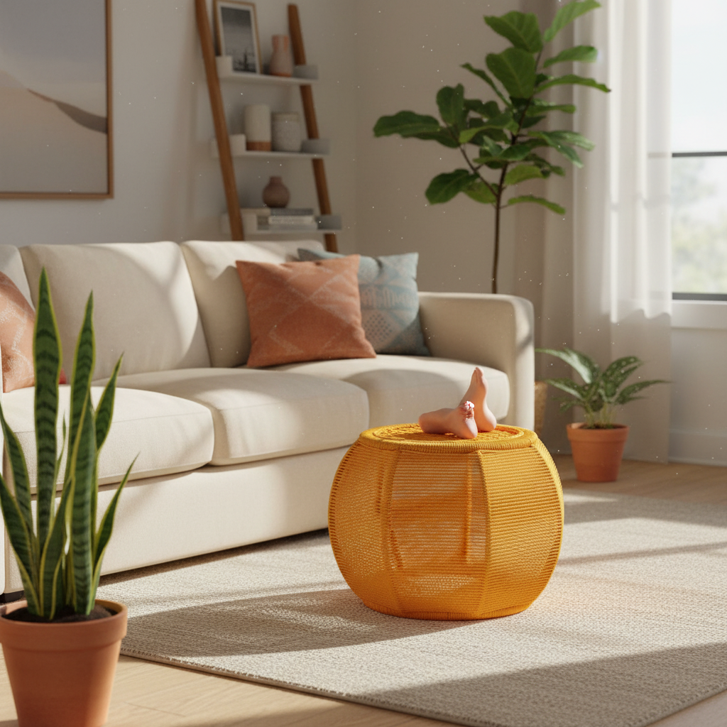 Handmade Mudda Stool Iron Frame with Handwoven Rope