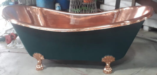 66" Dark Green Copper Clawfoot Bathtub
