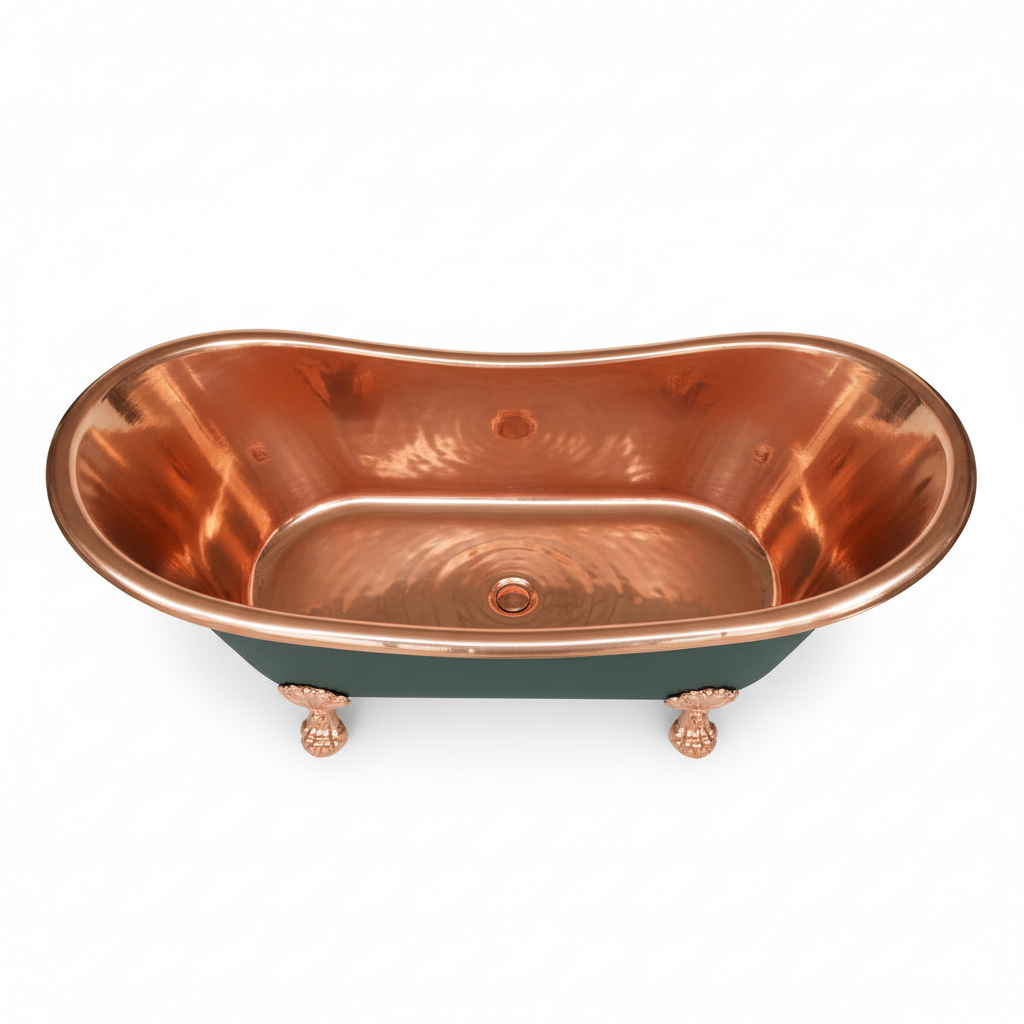Copper bathtub with a white background
