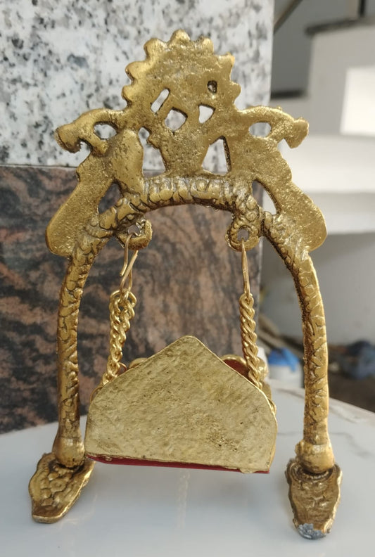 Laddu Gopal Jhulla – Decorative Silver/Gold Polished Idol (7 Inch)