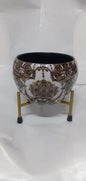 Designer Metal Bowl Shaped Planter with Golden Metal Stand – 8×8 Inch