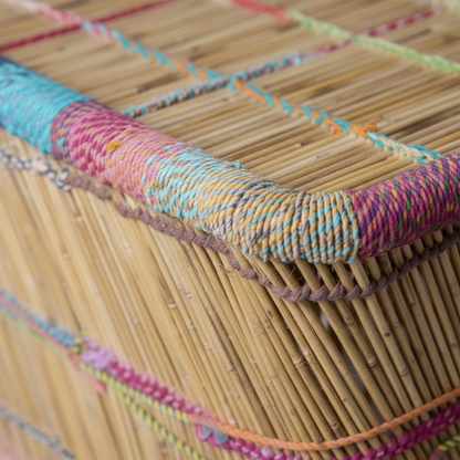 Beige Multicolour Bamboo Mudda Table