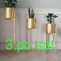 Gold Metal Planters with Stands – Set of 3