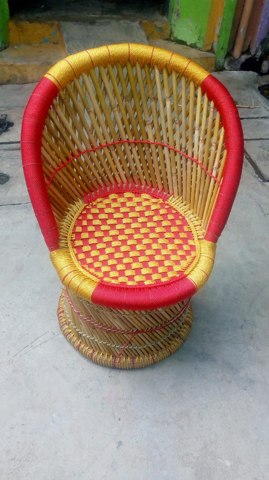 Handcrafted Baby Mudda Chair – Beige & Multicolour