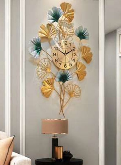 Decorative wall clock with floral design on a wall