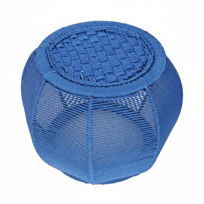 Blue woven stool on a white background