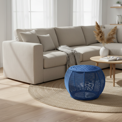 Handmade Mudda Stool Iron Frame with Handwoven Rope