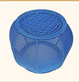 Handmade Blue Mudda Stool with Iron Frame