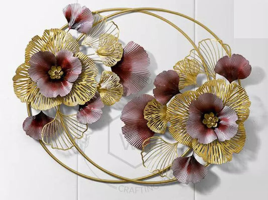 Metal Flower Shape Wall Decor With Frame