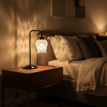 Multi Color Glass Table Lamp with Black Metal Base