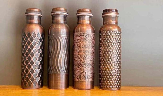 Hammered Copper Water Bottles – Combo Set of 4