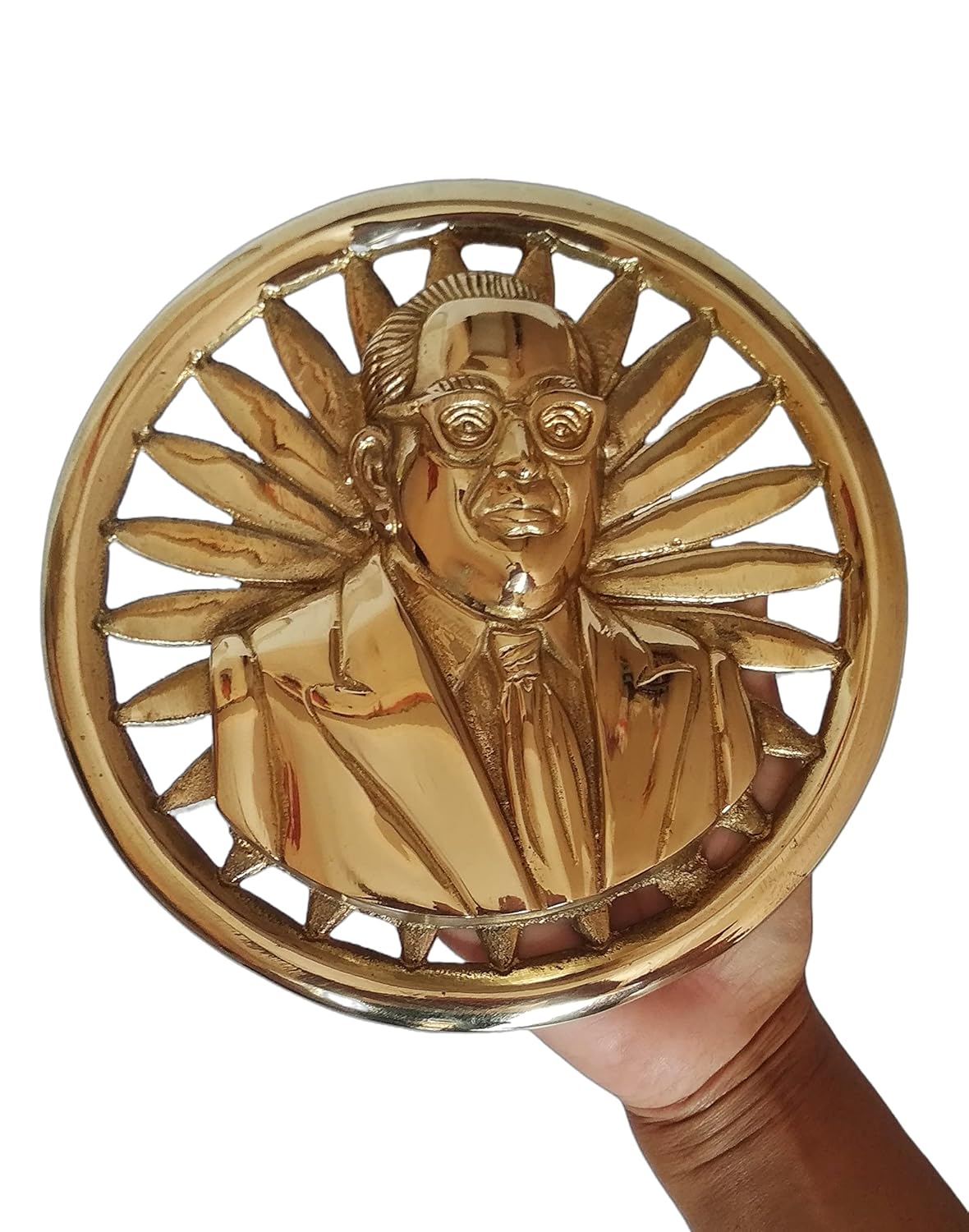 Dr Babasaheb Ambedkar Brass Statue on Ashok Chakra Wall Mount