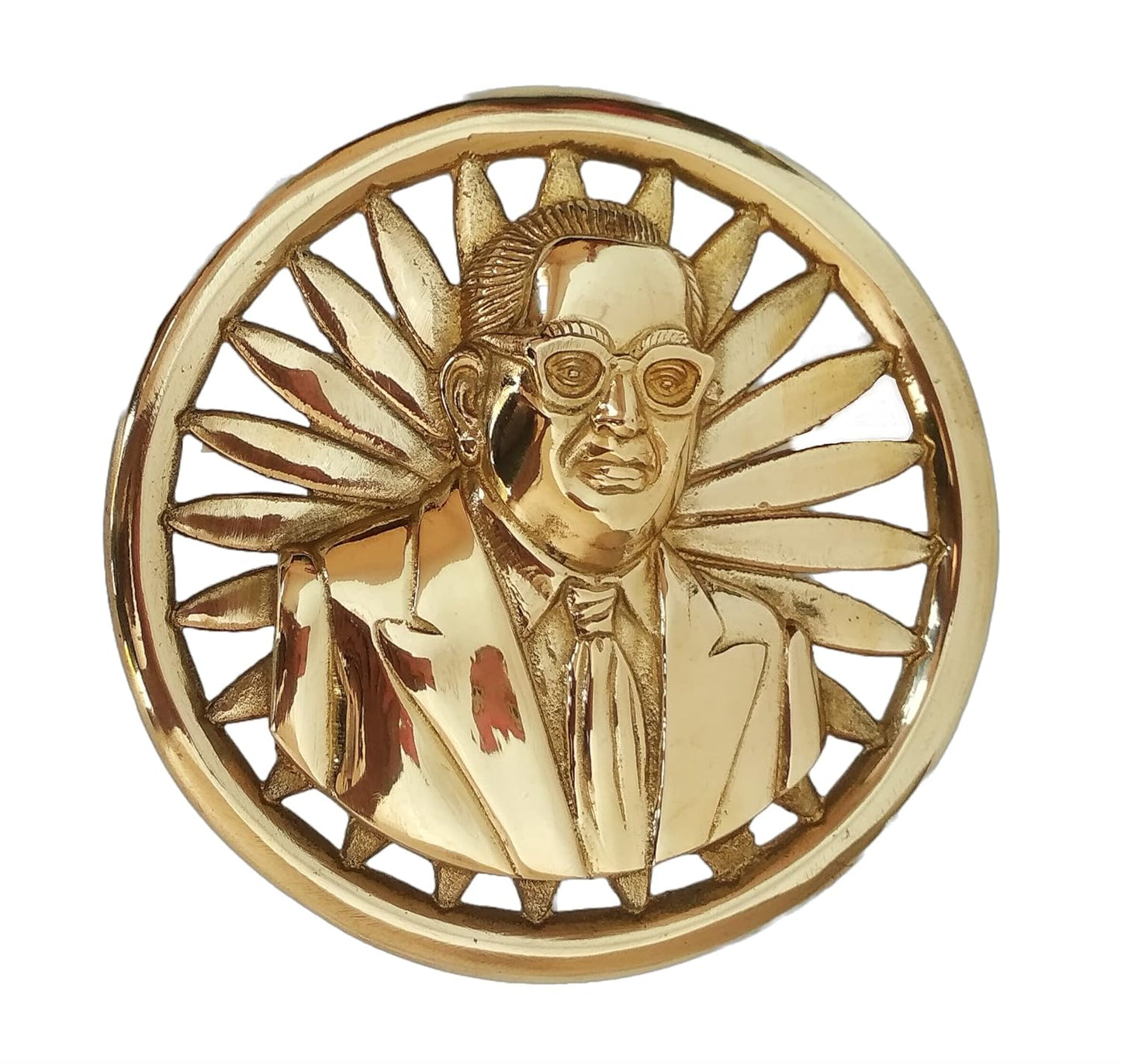 Dr Babasaheb Ambedkar Brass Statue on Ashok Chakra Wall Mount