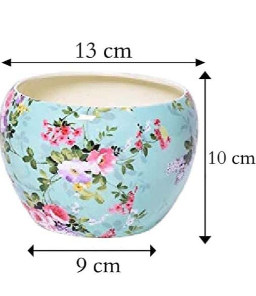 Designer Metal Bowl Planter – 8x8 Inch Multicolour with Golden Stand