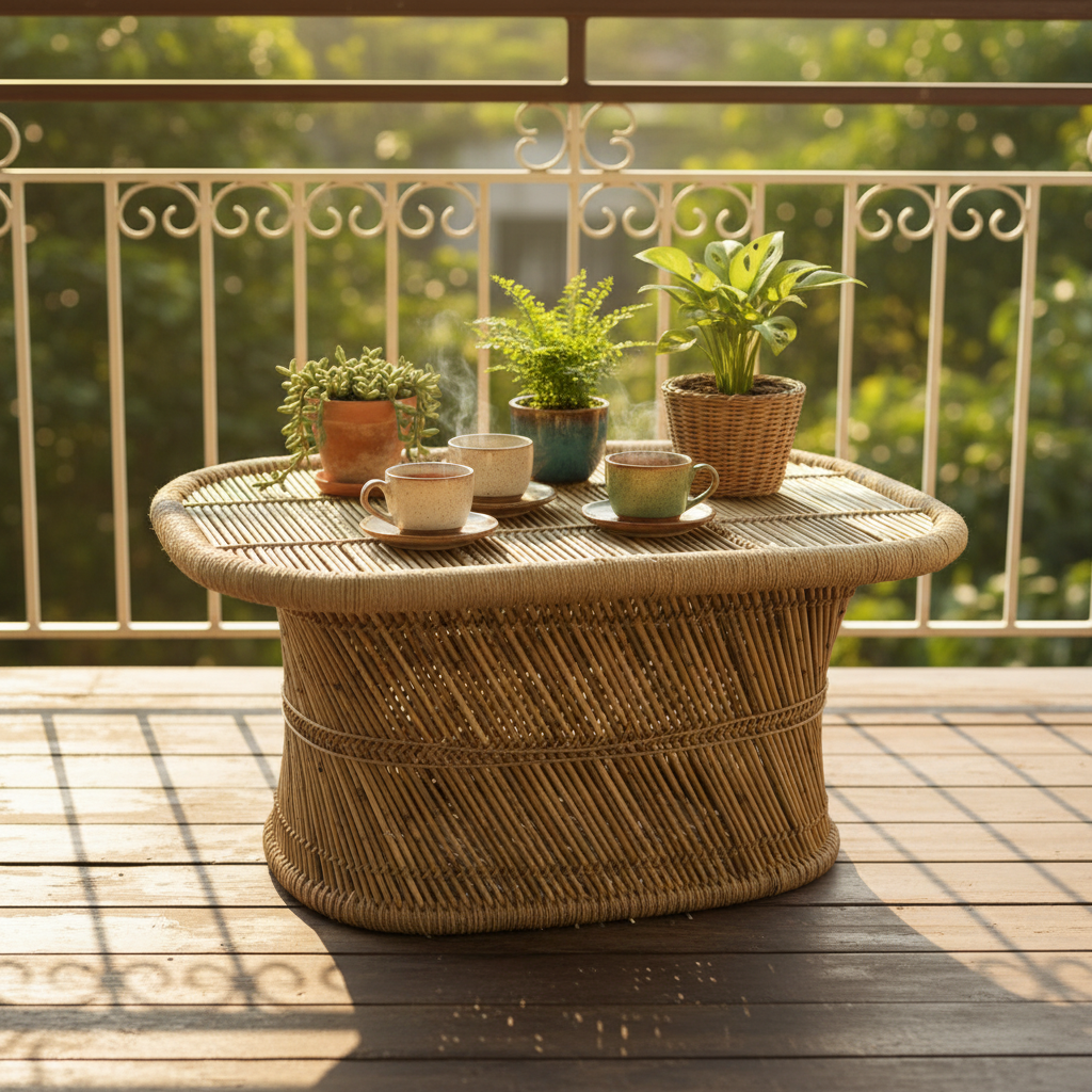 Bamboo Mudda Table Natural Beige Finish