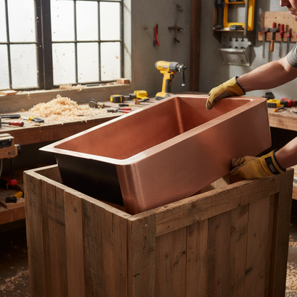 33 Inch Copper Kitchen Farmhouse Sink 16 Gauge Pure Copper