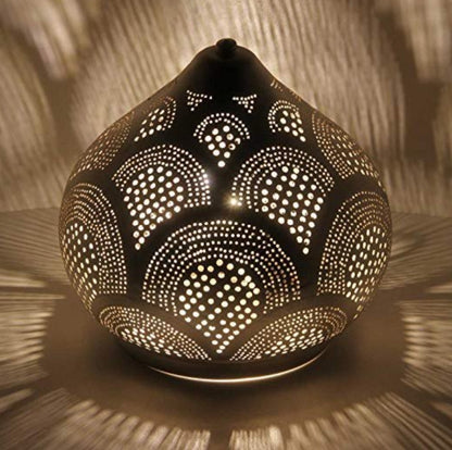 Oriental Silver Moroccan Table Lamp Brass Drop Shape Lighting