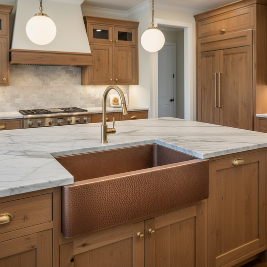 Antique Finish Farmhouse Copper Kitchen Sink 30 Inch