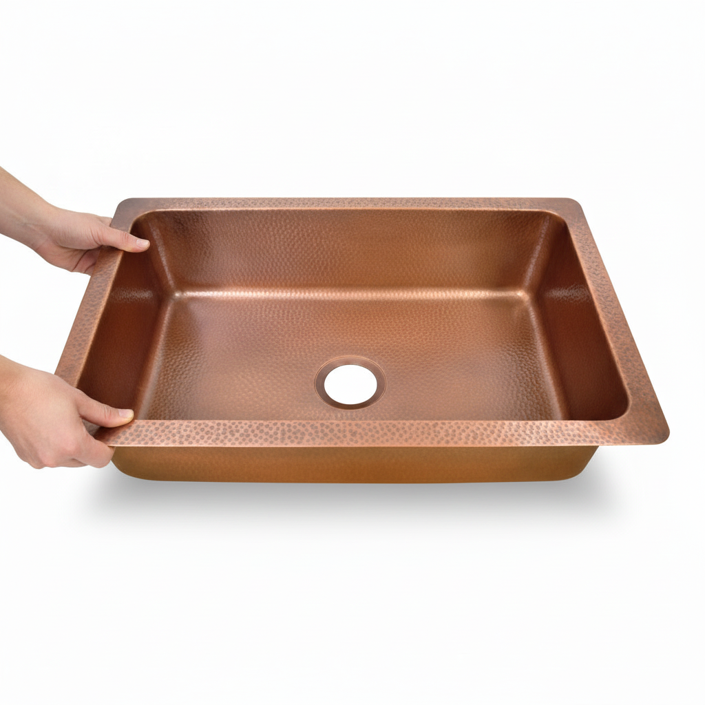 Antique Finish Farmhouse Copper Kitchen Sink 30 Inch