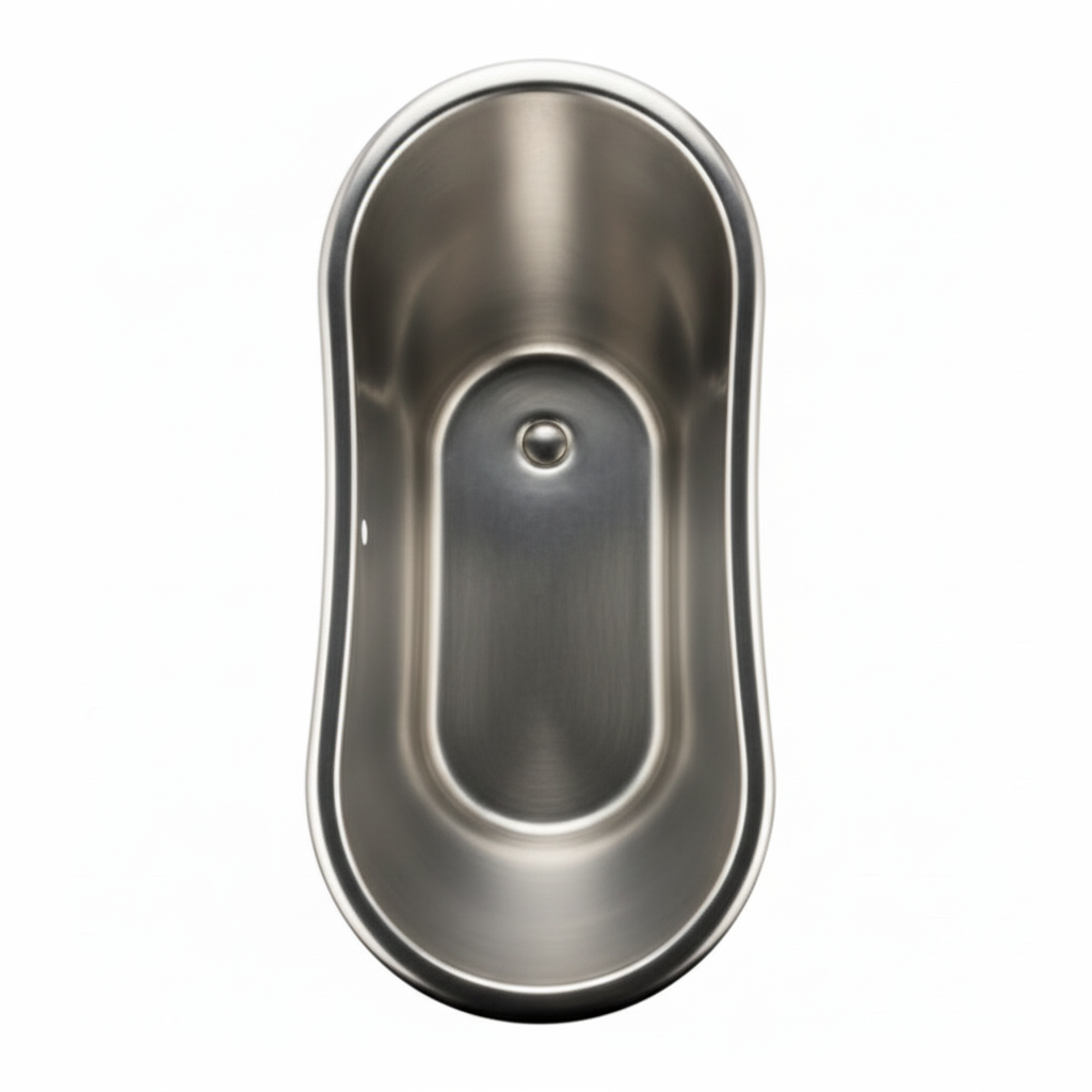 Stainless steel sink on a white background