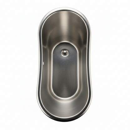 Stainless steel sink on a white background