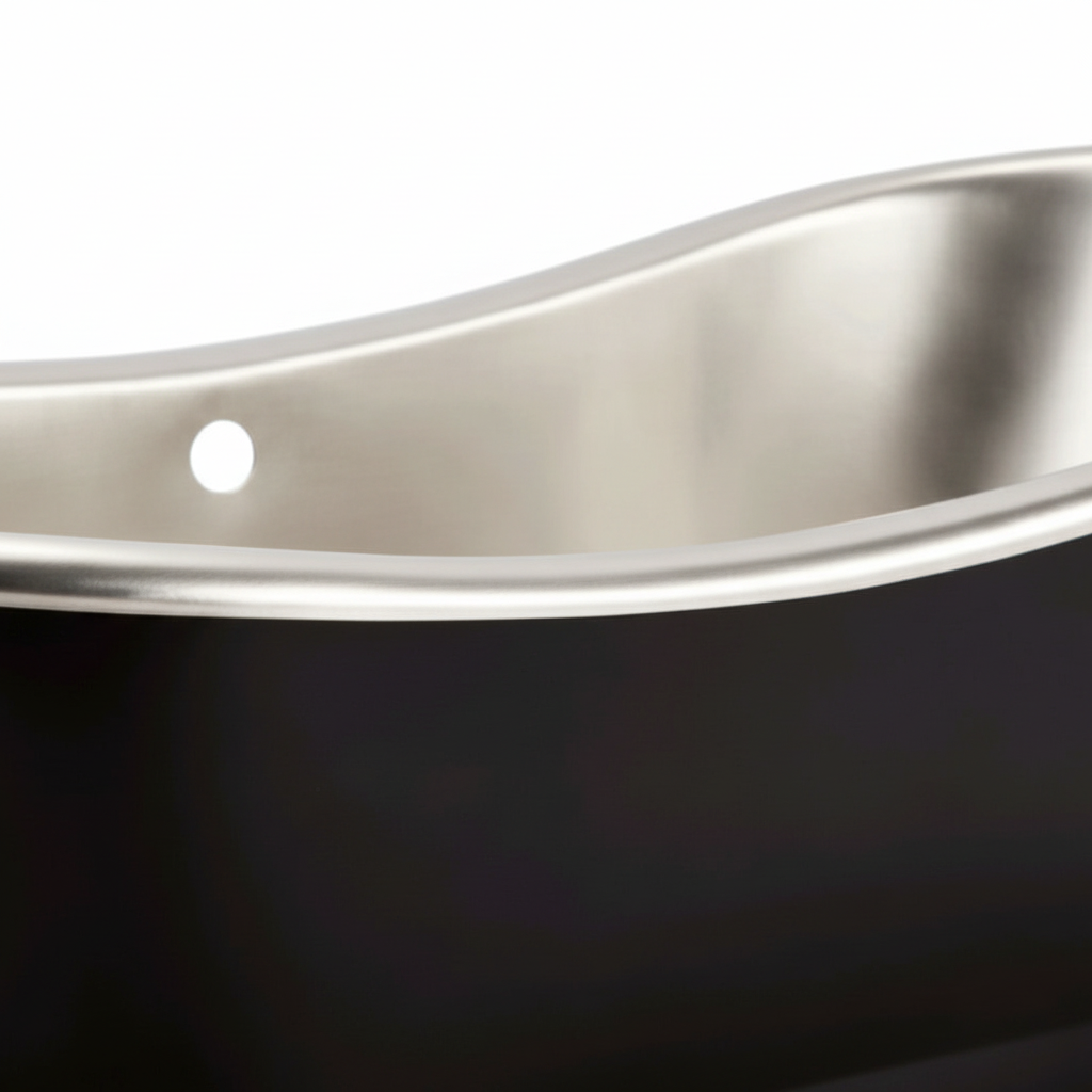 Close-up of a metallic rim on a black background