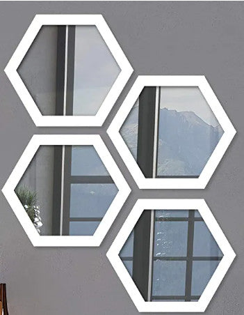 Decorative Wall Mirror Set Of 4 Hexagon