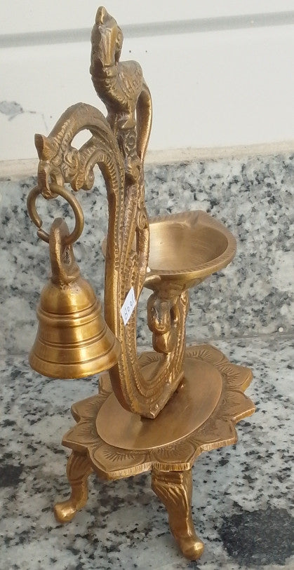 Peacock Deepak Stand – Decorative Brass Lamp Holder (9 Inch, Super Fine Brass)