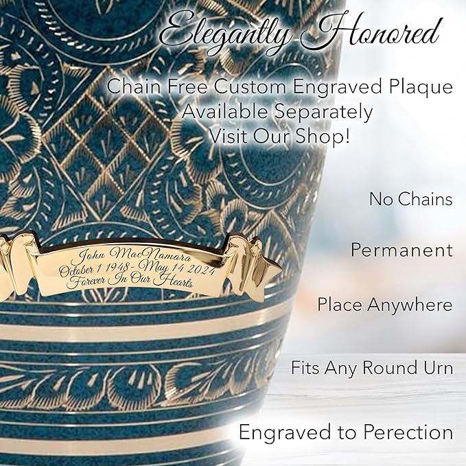 Teal Majestic Radiance Cremation Urn – Keepsake for Adult Male Ashes