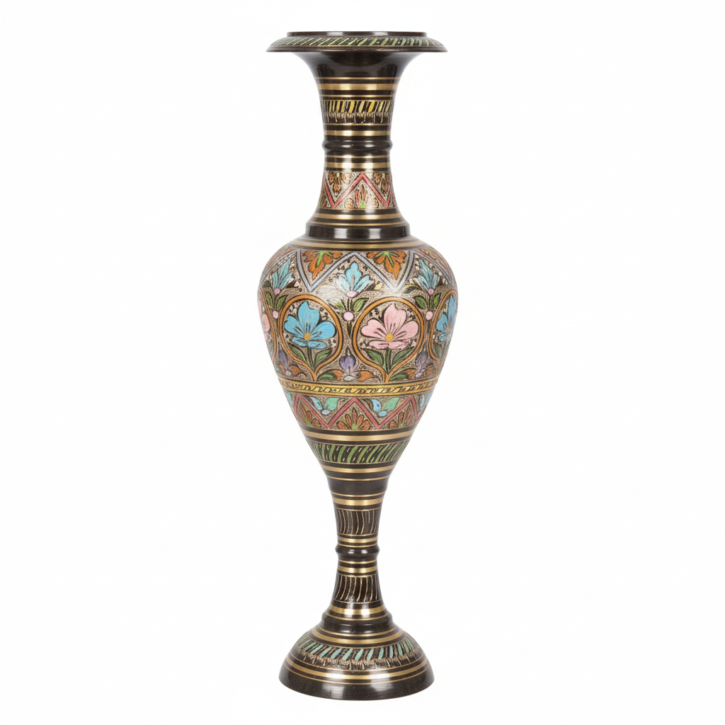 Decorative vase with floral patterns on a white background