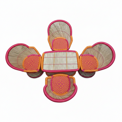 Bamboo Mudda Chair Set with Table Full Size